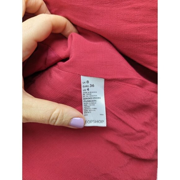 TopShop NWT Womens Stretch Blazer Jacket Size 4 3/4 Sleeve Pink Barbiecore - Picture 5 of 9